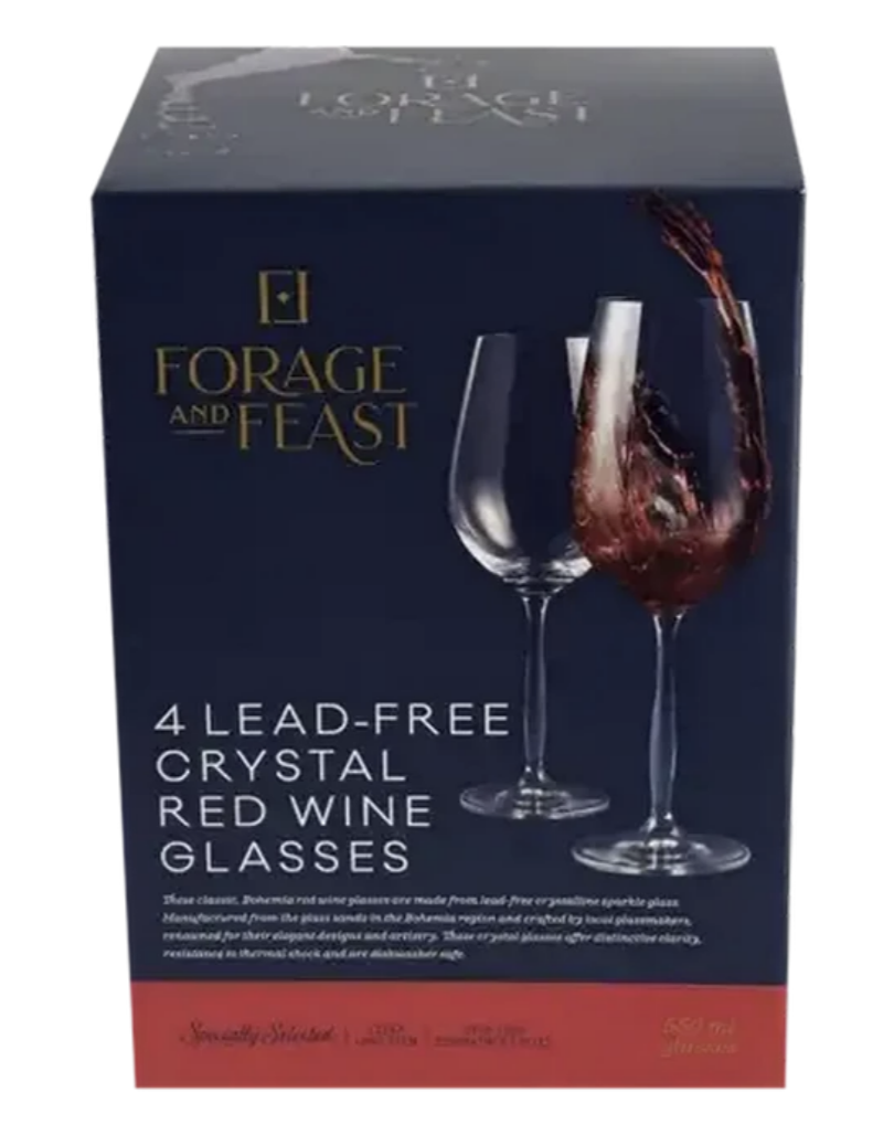 Forage And Feast Lead-Free Crystal Red Wine Glasses 4-Pack